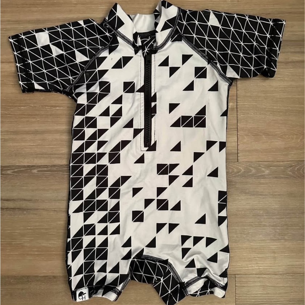 George Hats Black and White Geometric Onesie Swim Outfit